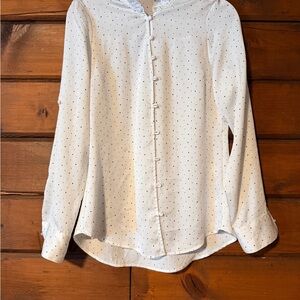 Express White Blouse with Black Polka Dots